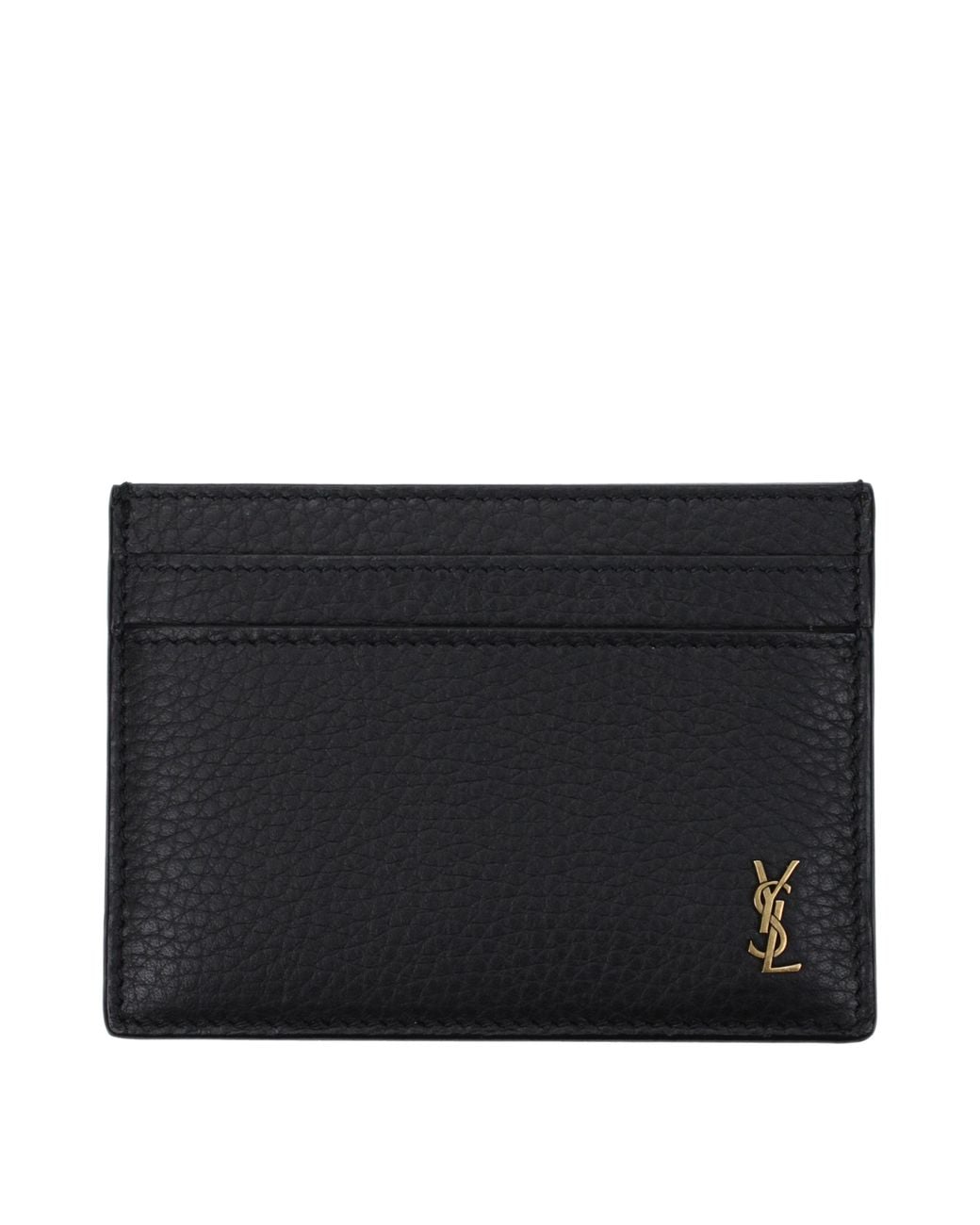 Saint Laurent Black Tiny Cassandre Leather Document Holder