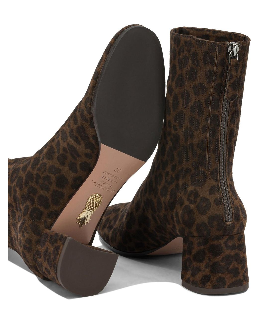 Aquazzura Brown "Saint Honore 50 Mm" Ankle Boots With Zipper