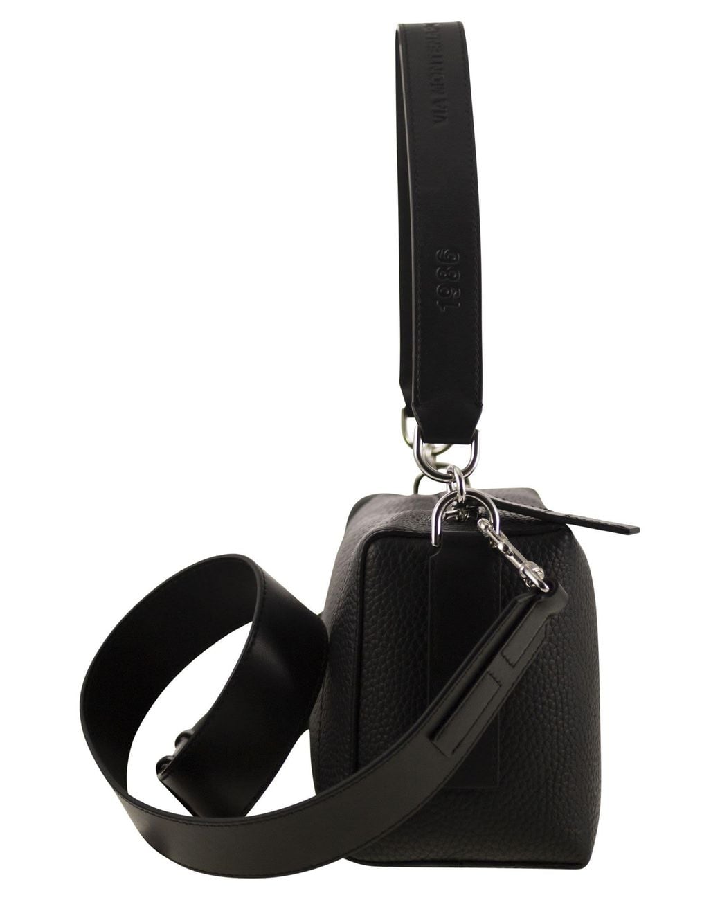 Hogan Black Script Mini Leather Top Box