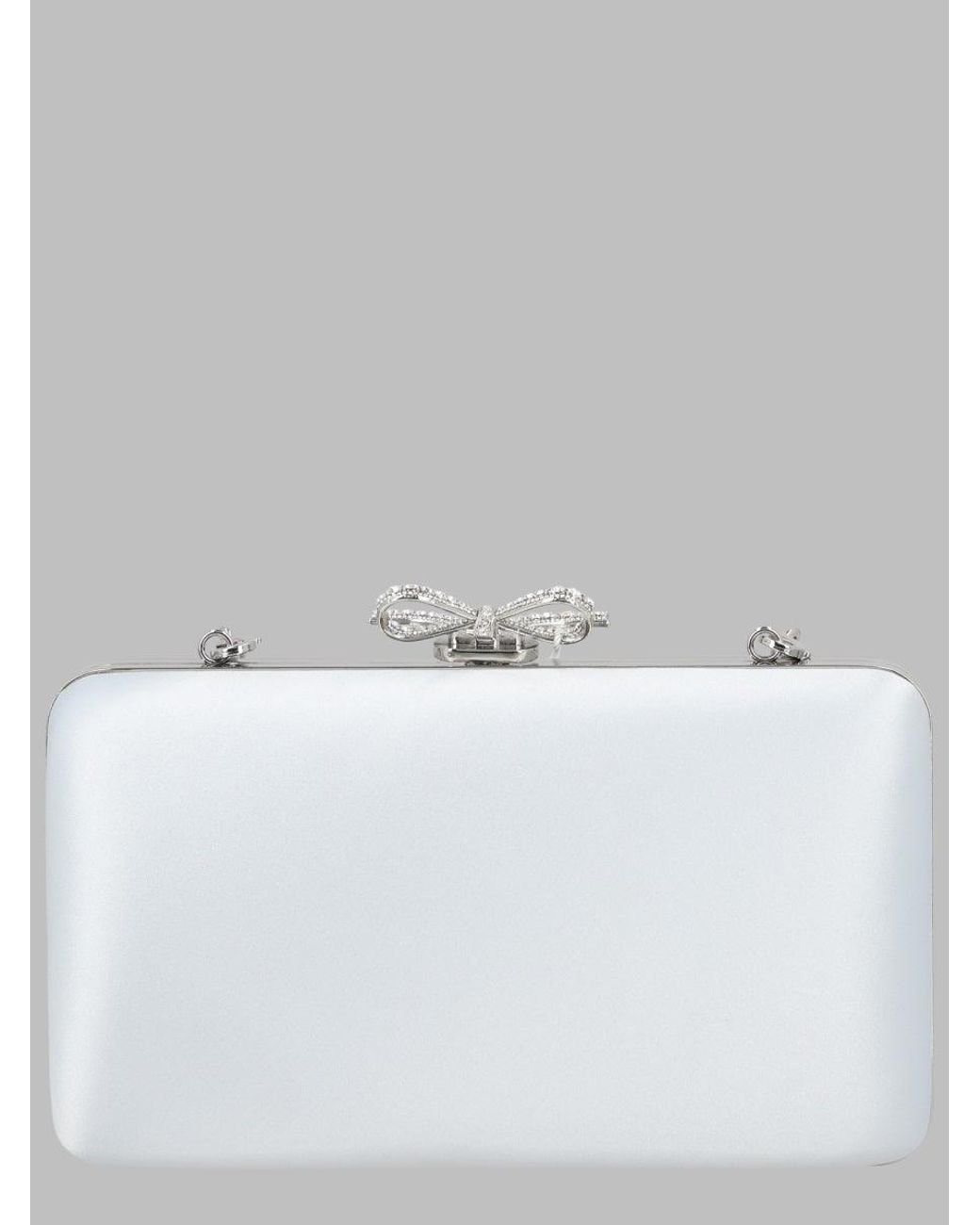 Self-Portrait Blue Bow Clasp Clutch With Chain Strap