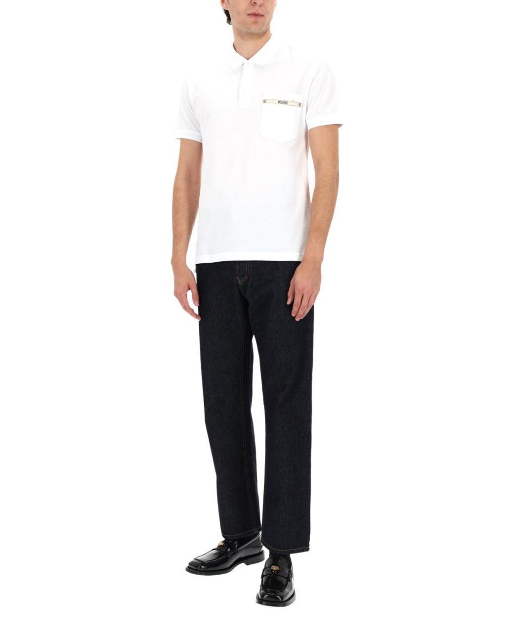 Moschino White Polo With Logo for men