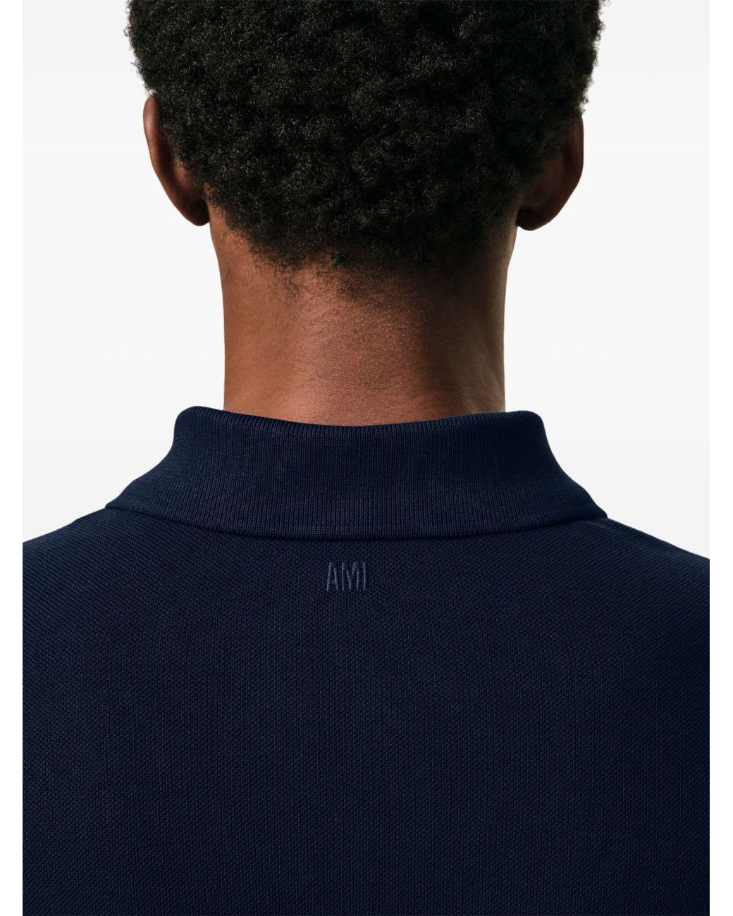 AMI Blue Ami De Coeur Cotton Polo Shirt