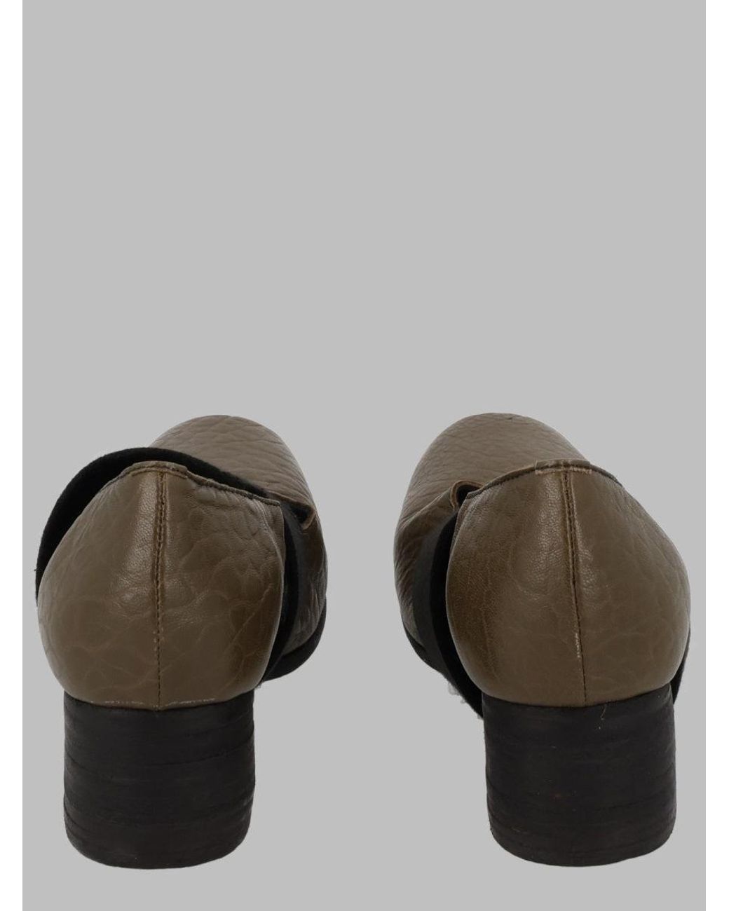 Uma Wang Black Military Textured Calf Leather Flats