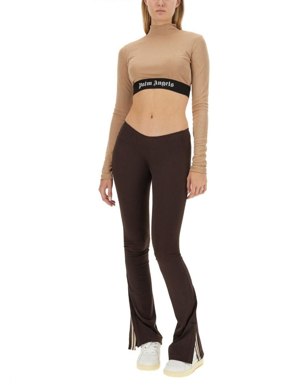 Palm Angels Black Cropped Top With Logo