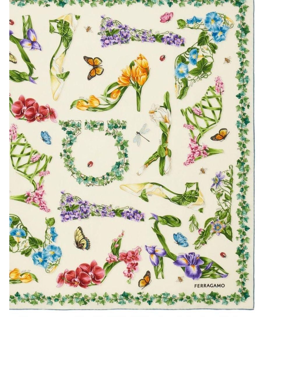 Ferragamo Green Printed Silk Foulard