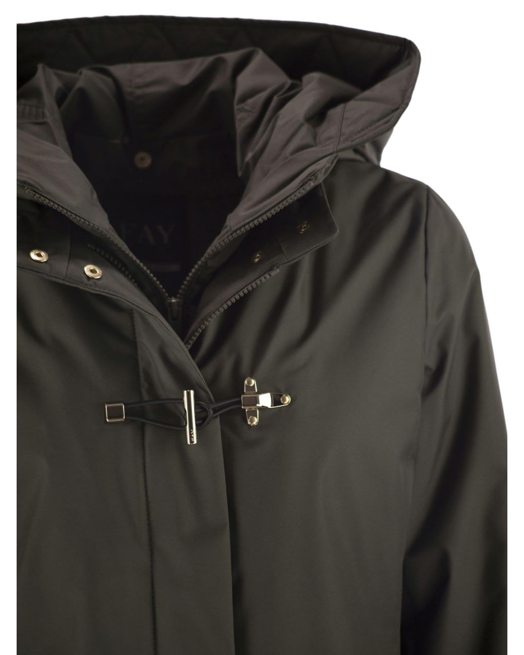 Fay Technische Gabardine Toggle Coat in het Black