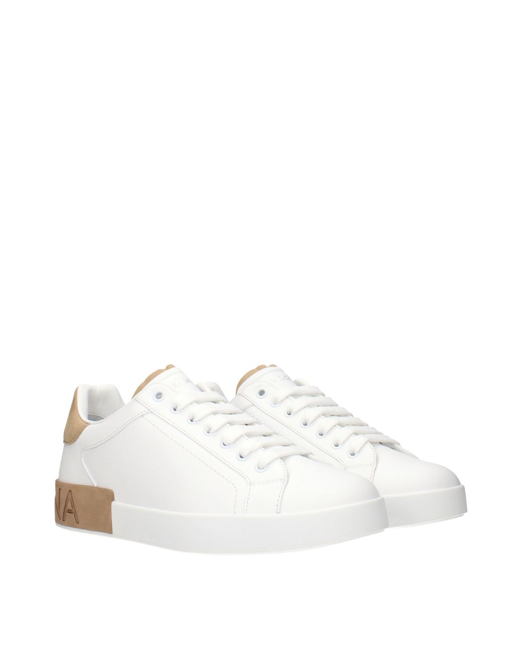 Dolce & Gabbana White Dolce&Gabbana Sneakers Portofino Leather/Tan for men