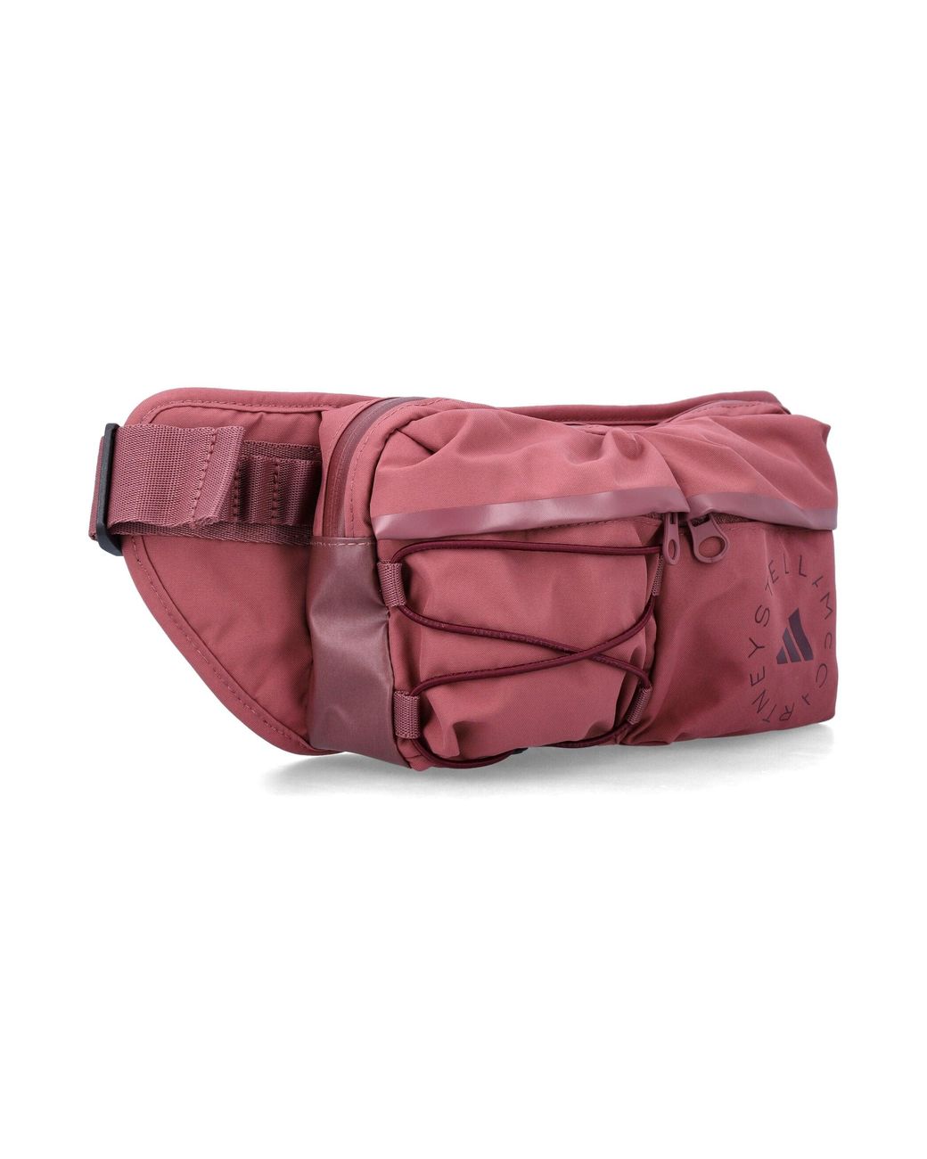 Adidas By Stella McCartney Pink Belt Bag For With Adjustable Strap, Multiple Zip Pockets & Bungee Detail