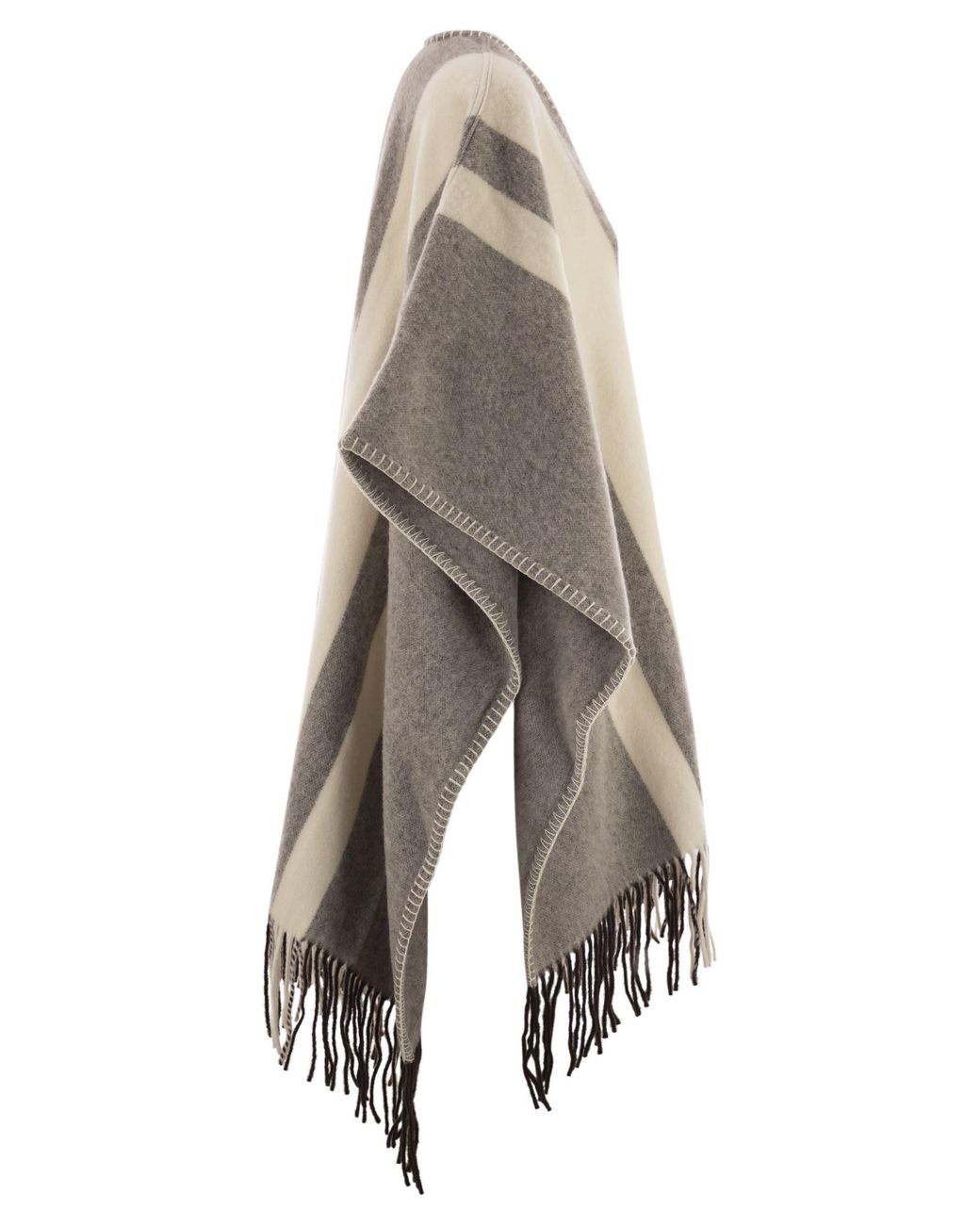 Fay Black Wool Poncho With Hook