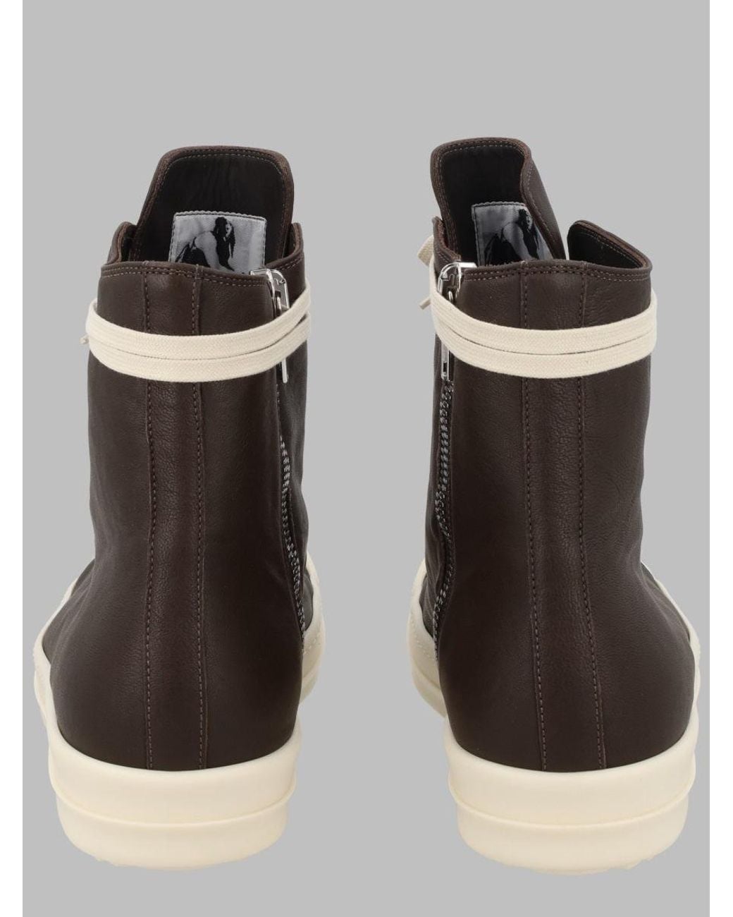 Rick Owens Brown Tower Leather Sneaker With 3.5 Cm Sole for men
