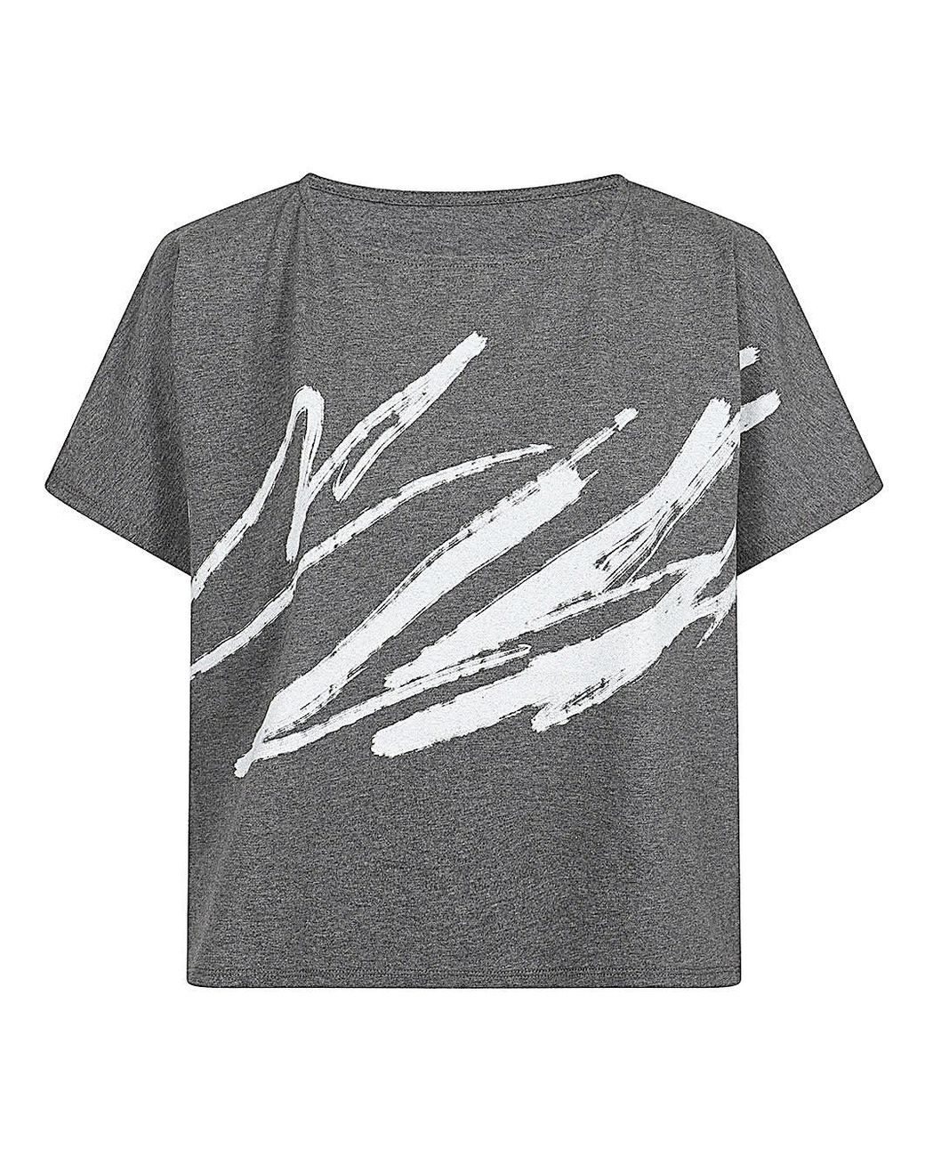Moyuru Gray Printed Cotton T Shirt