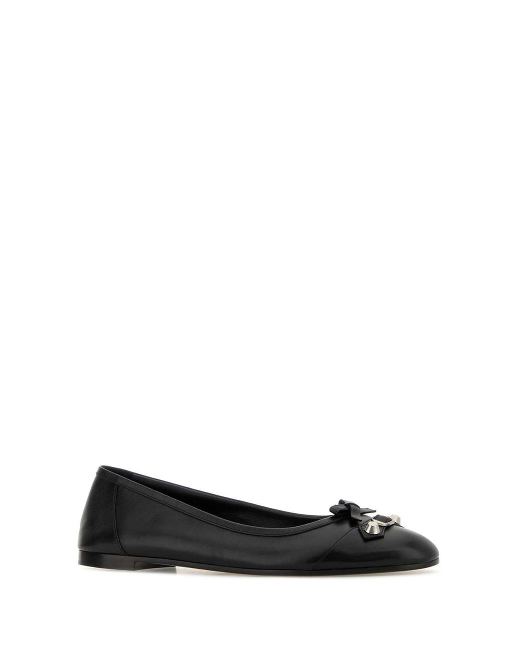 Balenciaga Black Leather City Up Ballerinas