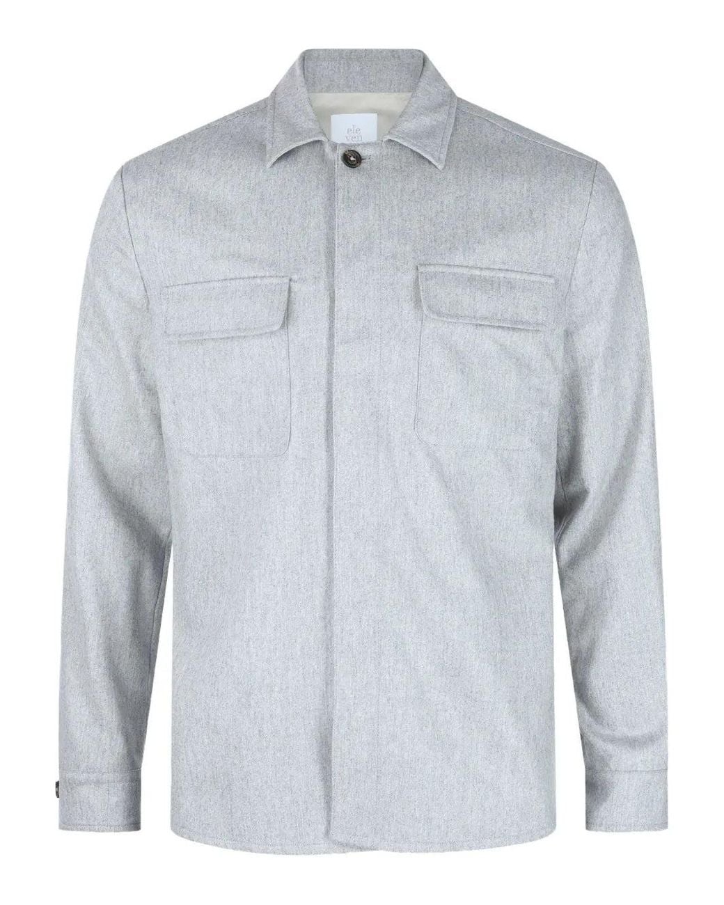 Eleventy Blue Shirt Jacket With Pockets