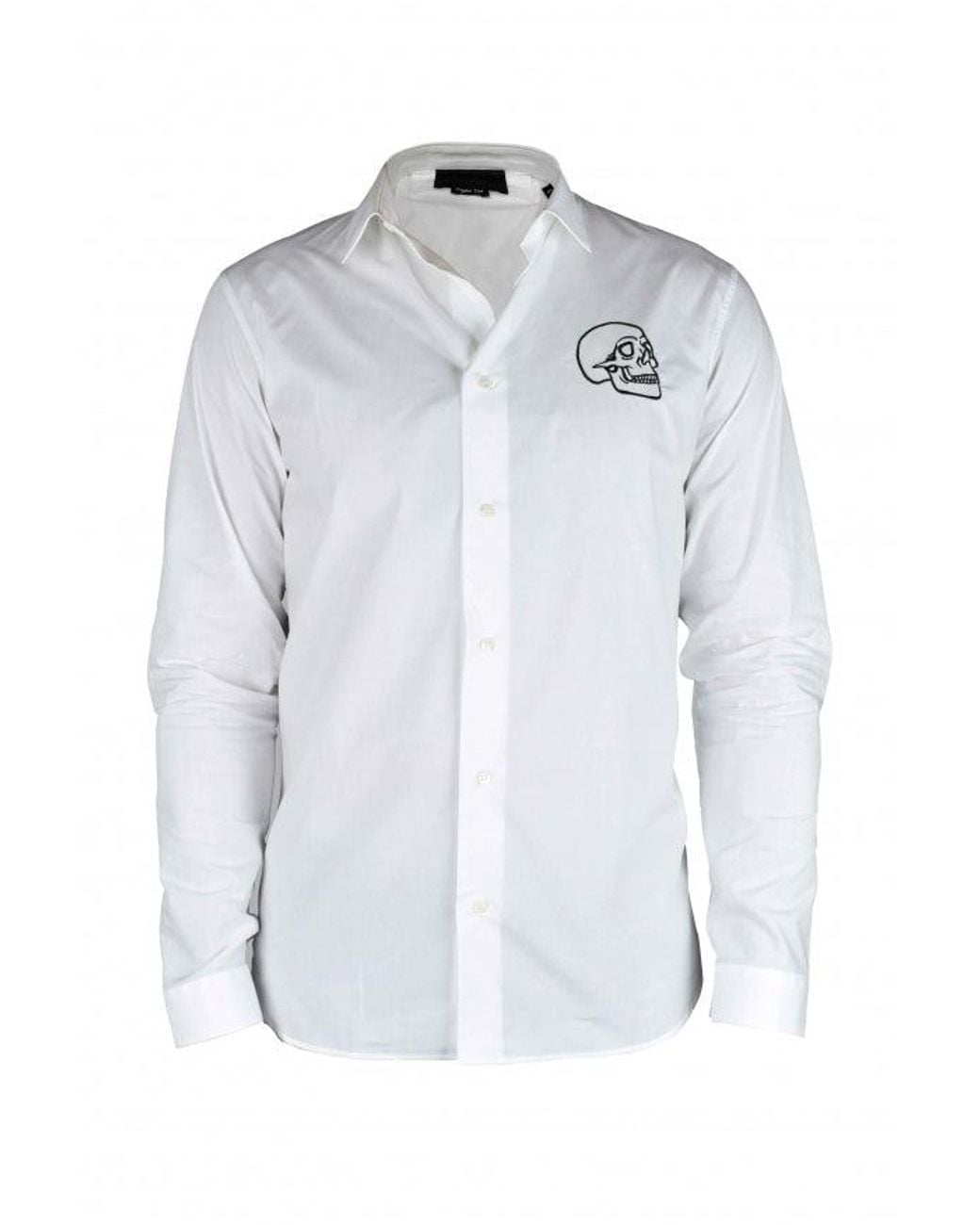 Philipp Plein Gray Cut Ls Skull Shirt for men