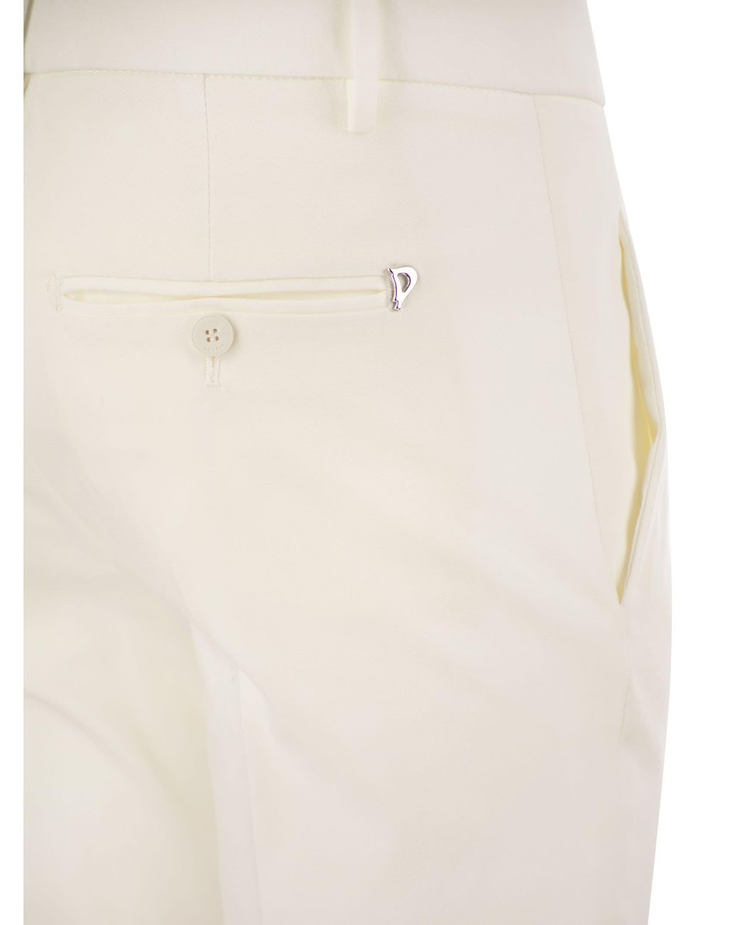 Dondup White Perfect Slim Fit Stretch Trousers