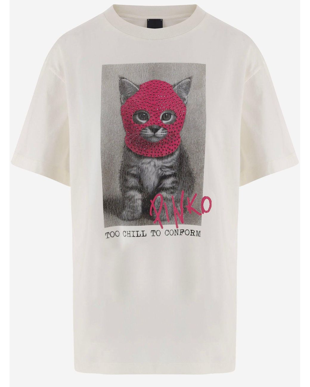 Pinko White Printed Cotton T Shirt