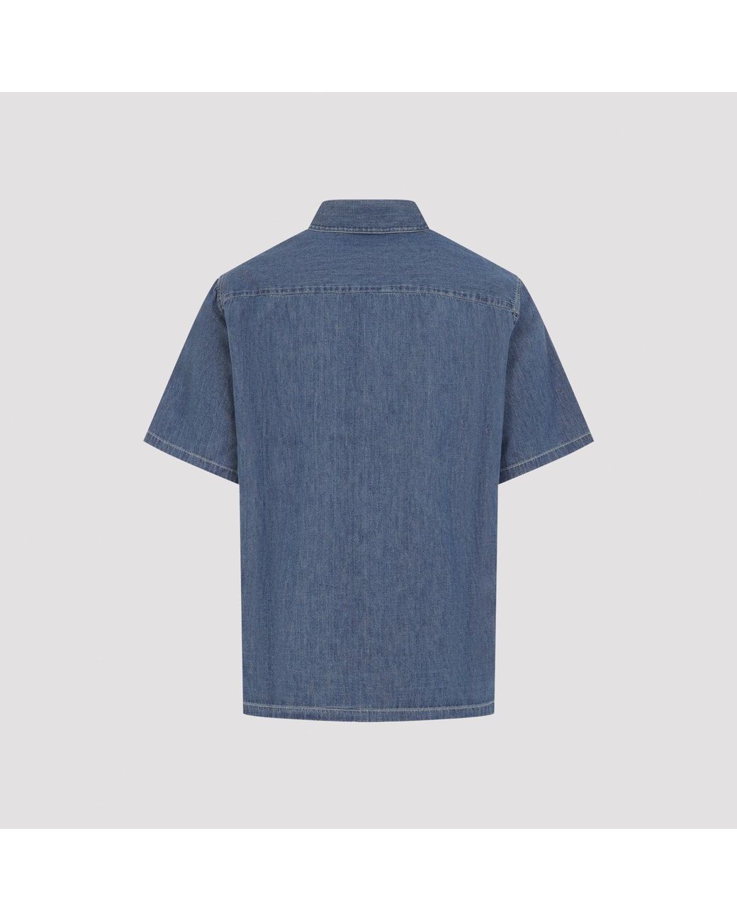 Céline Blue Union Ocean Cotton Bowling Shirt for men
