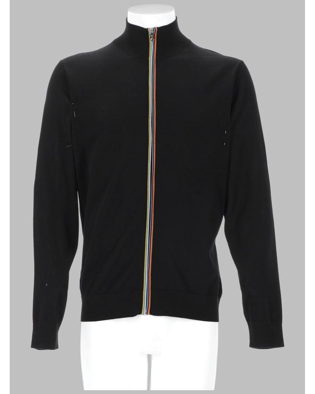 Paul Smith Black Cardigan With Zip, Merino Wool Jumpers for men