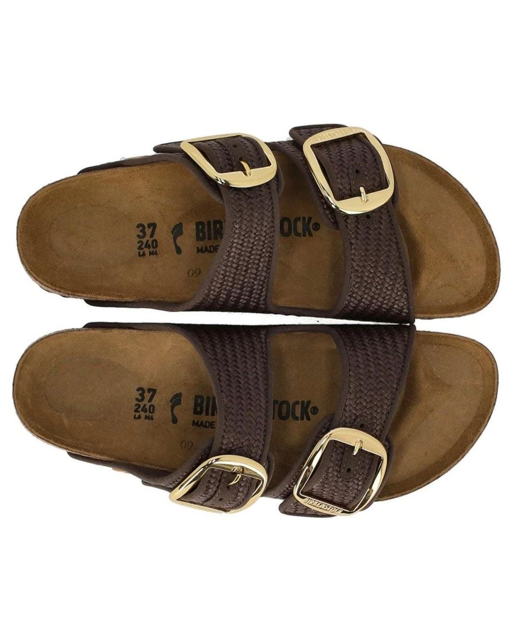 Birkenstock Brown Arizona Raffia Big Buckle Carafe Sandal
