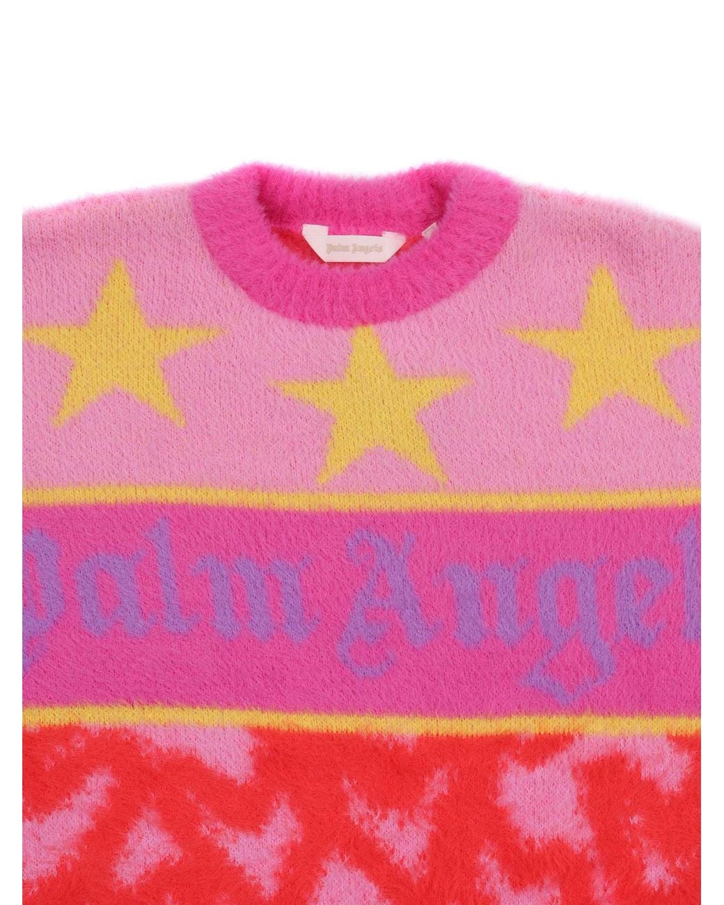 Palm Angels Pink Pa Spray Hearts Knit Crew Rose L