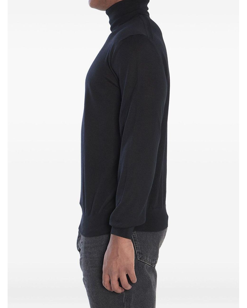 Saint Laurent Blue Wool Turtle-Neck Sweater for men