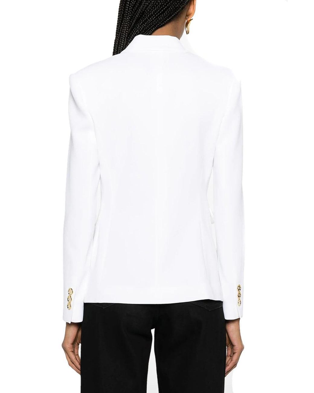 Pinko White Double-Breasted Blazer With Button Accents And Tailored Fit