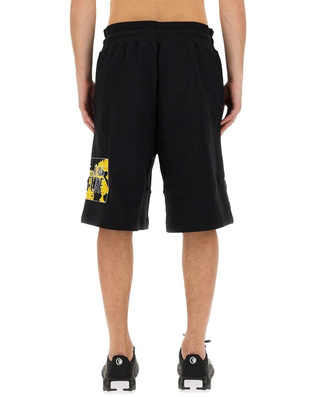 Versace Jeans Couture Black Bermuda With Logo for men