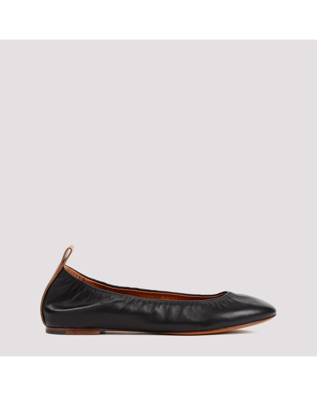 Lanvin The Leather Ballerina Flat in het Black
