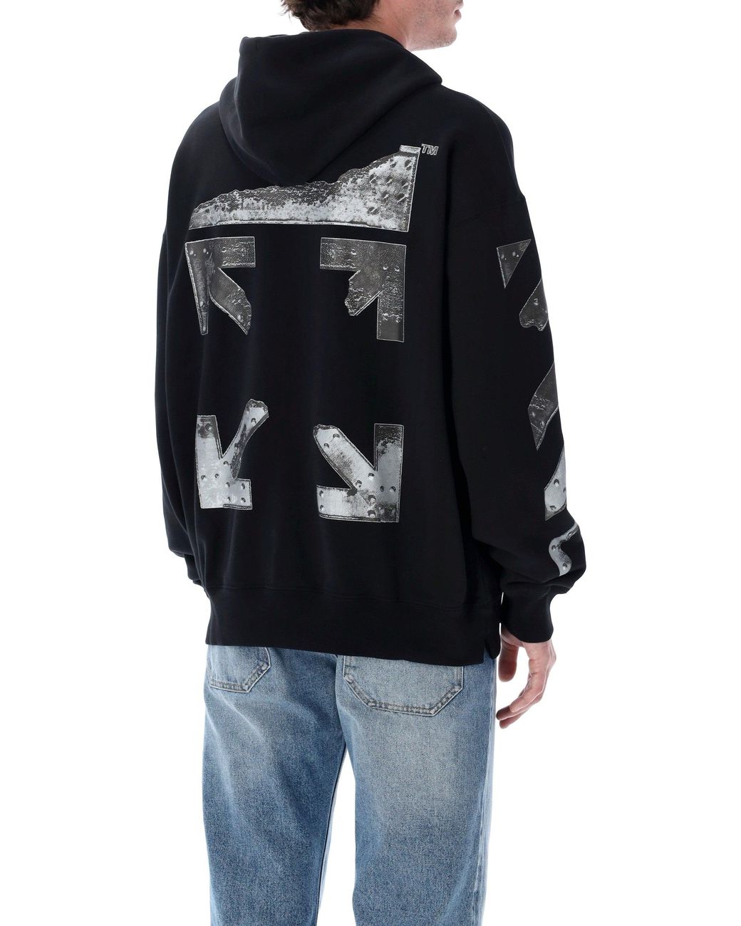 Off-White c/o Virgil Abloh Blue Metal Arrow Skate Hoodie I Cotton Sweatshirt