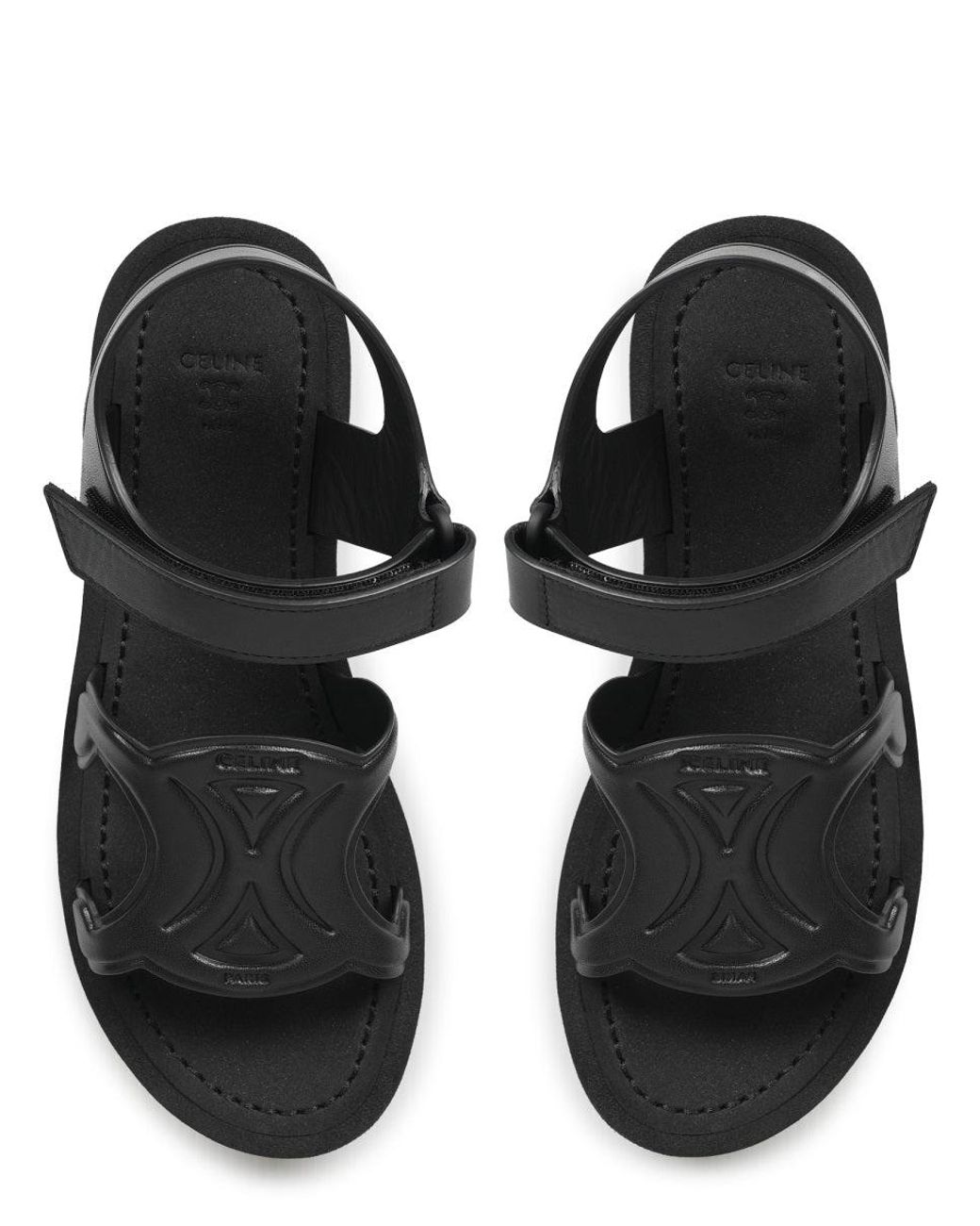 Céline Black Sunny Leather Sandals With 6 Cm Heel