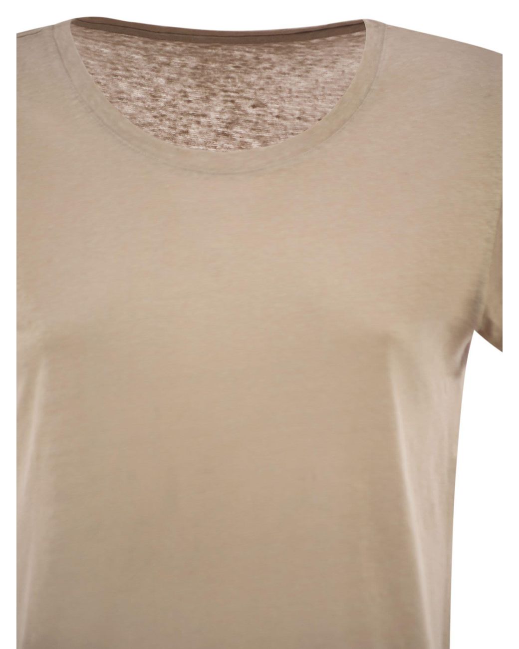 Majestic Natural Stretch Linen T-Shirt With Round Neckline