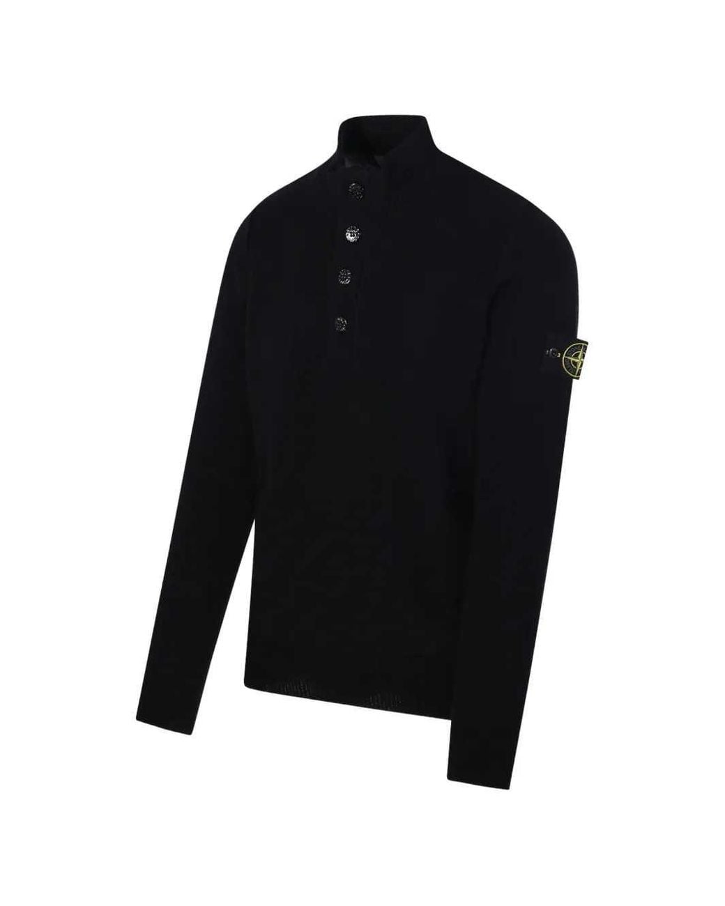 Stone Island Blue Button-Detail High-Neck Sweater for men