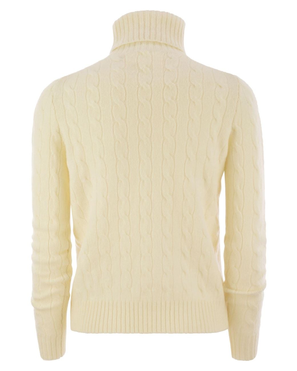 Polo Ralph Lauren Natural Wool And Cashmere Cable-Knit Turtleneck Sweater