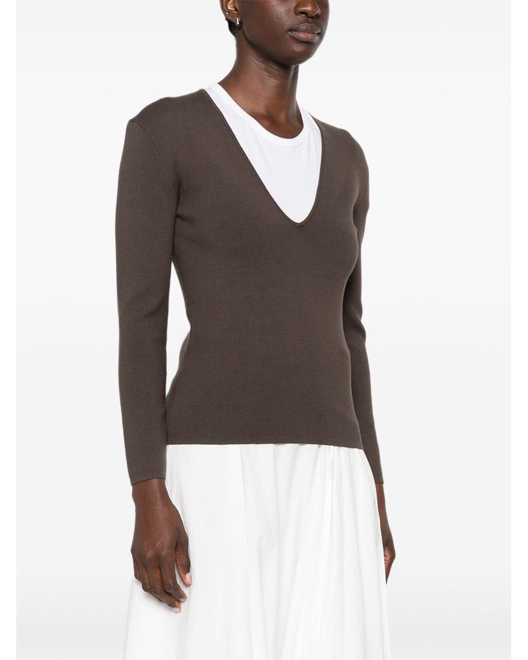 Totême Brown V Necked Sweater