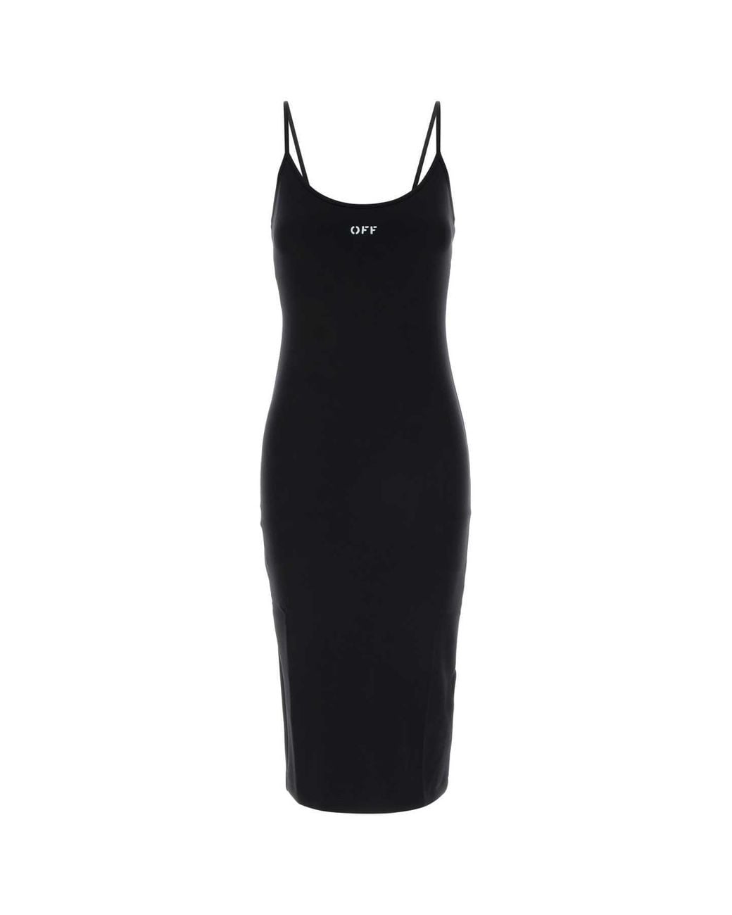 Off-White c/o Virgil Abloh Black Logo Scoop Neck Midi Dress