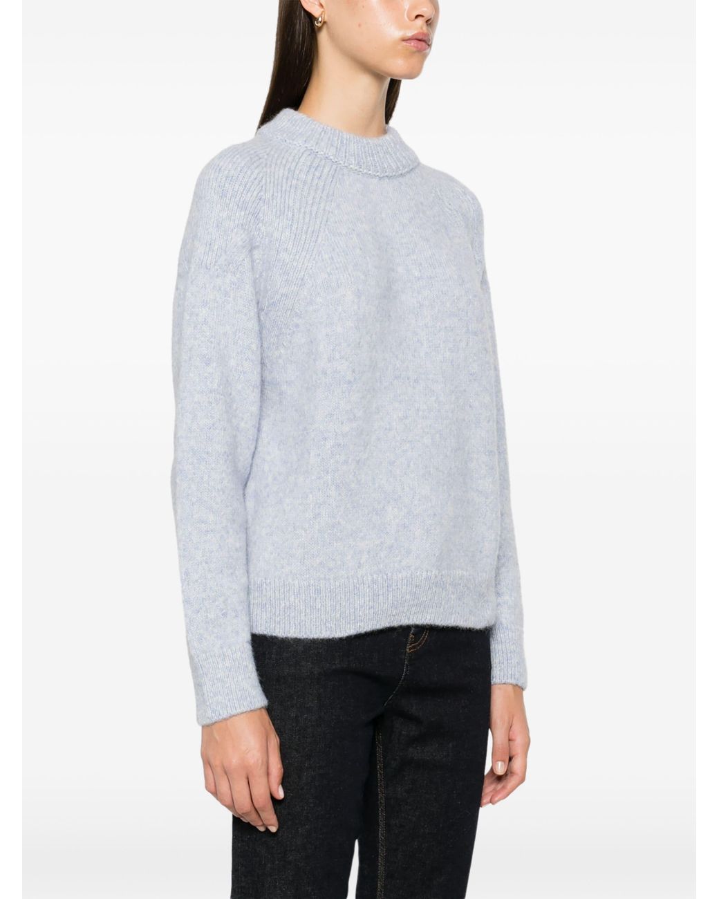 Closed Trui Met Ronde Hals in het White