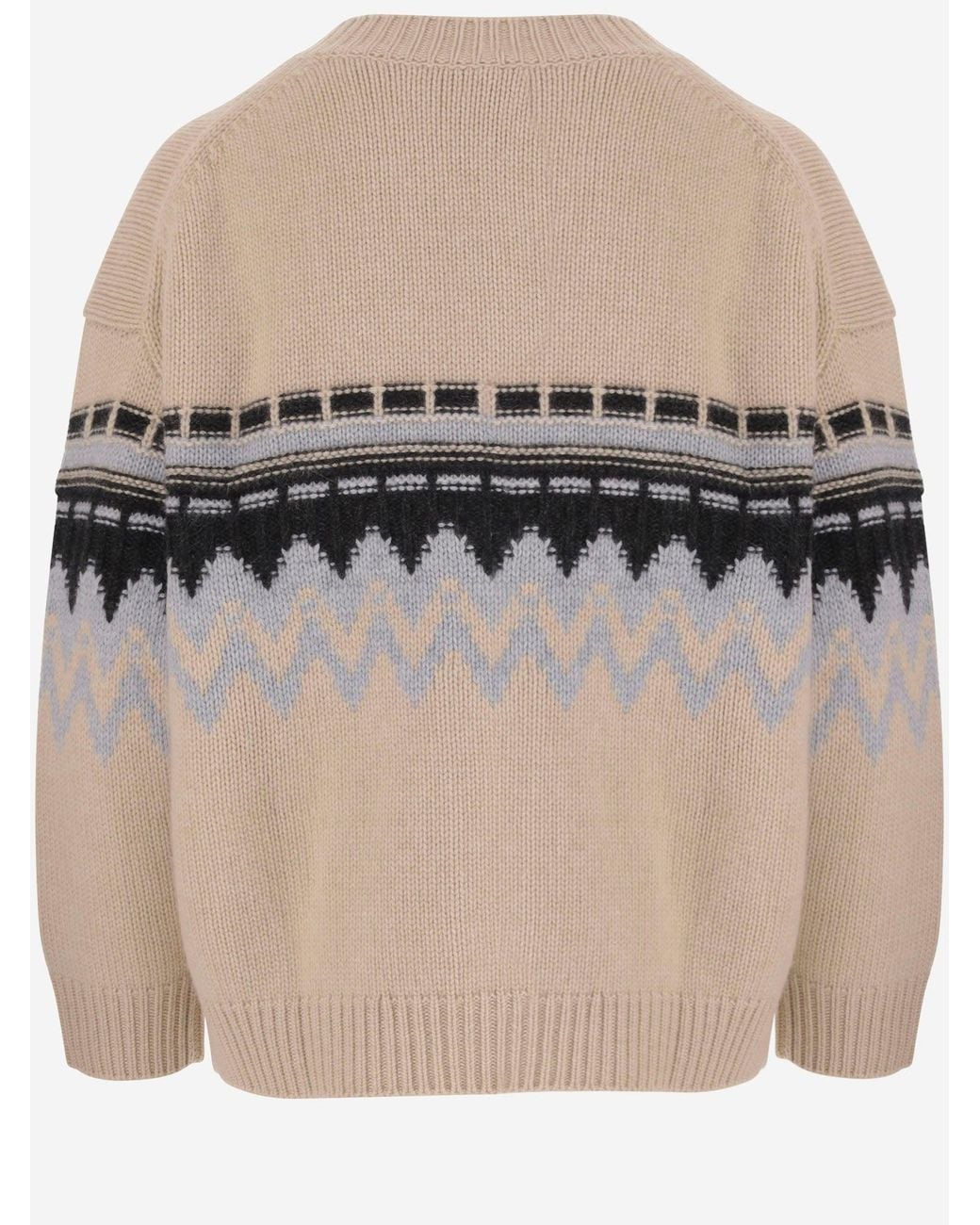 Allude Natural Cashmere Cardigan With Geometric Pattern