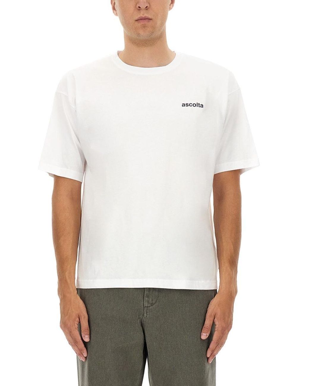 Aspesi White T Shirt With "Listen" Print