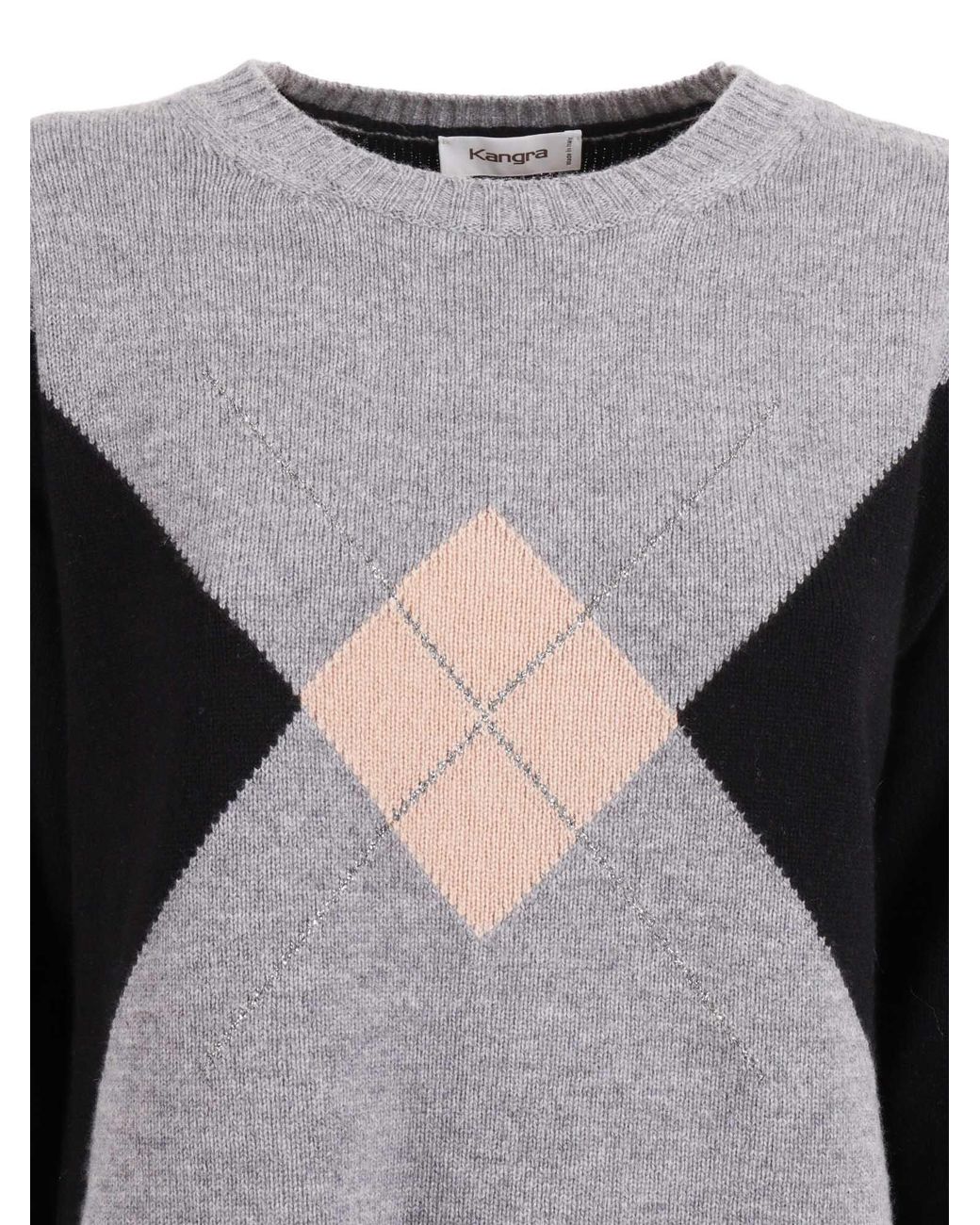 Kangra Cashmere Gray Girocollo Boxing Intarsio Rombo+Lurex