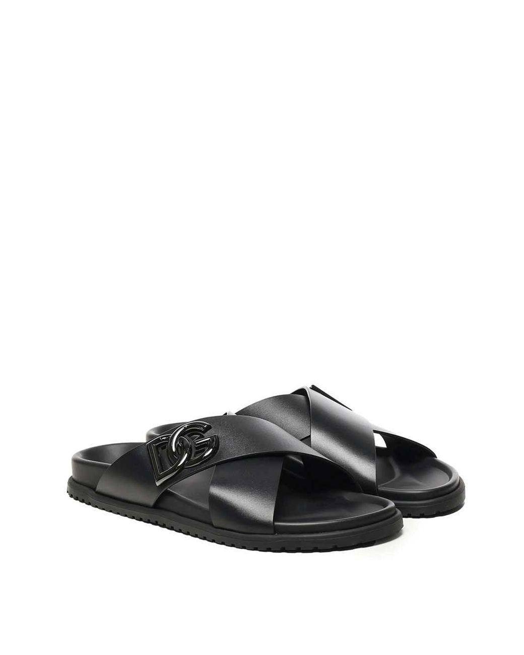 Dolce & Gabbana Kalfsleren Sandaal in het Black voor heren