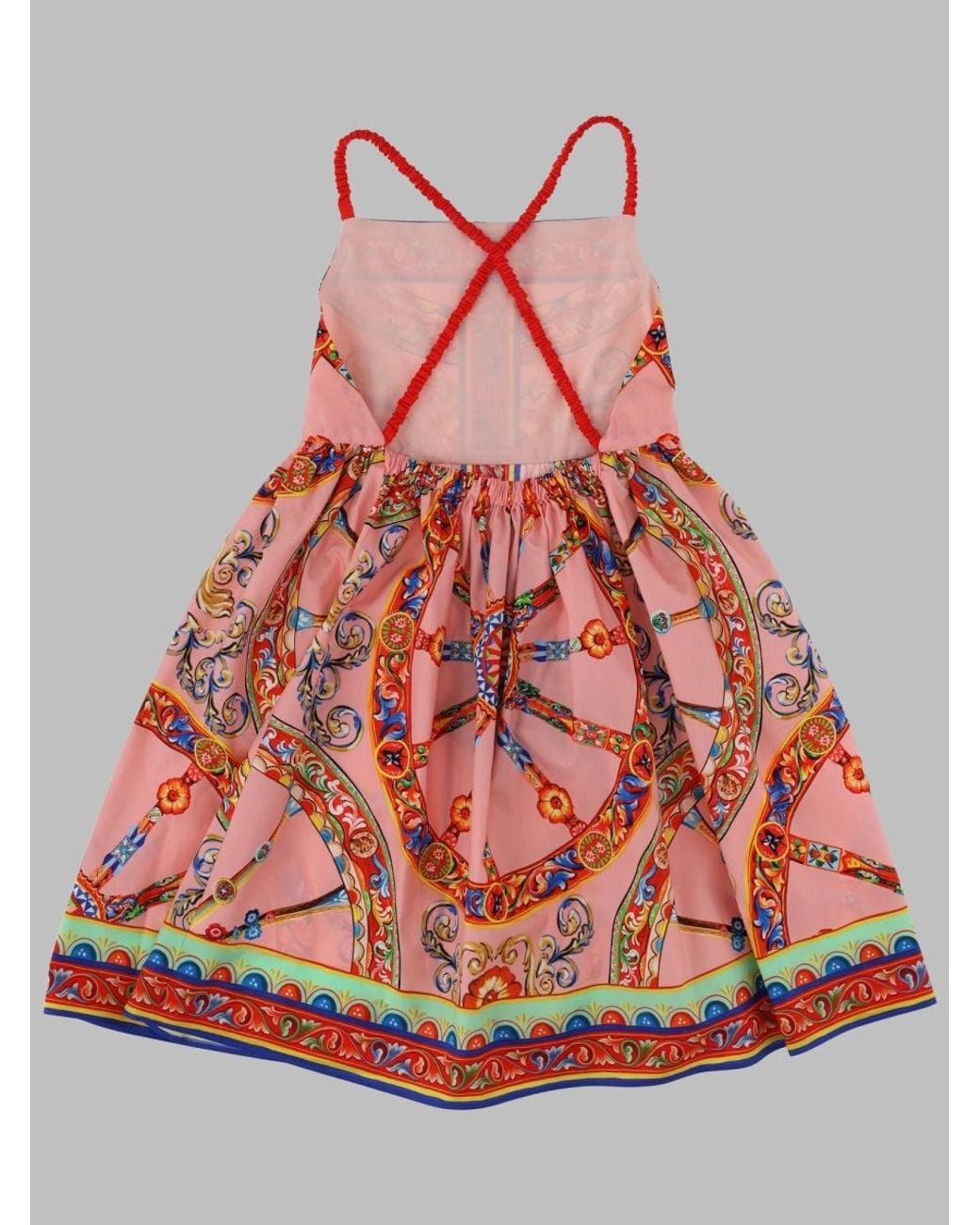 Dolce & Gabbana Red Abito A Fantasia Senza Maniche