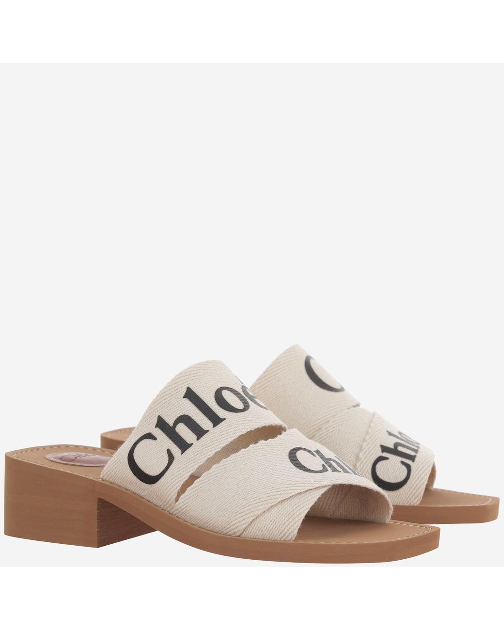 Chloé White Woody Heeled Sandals