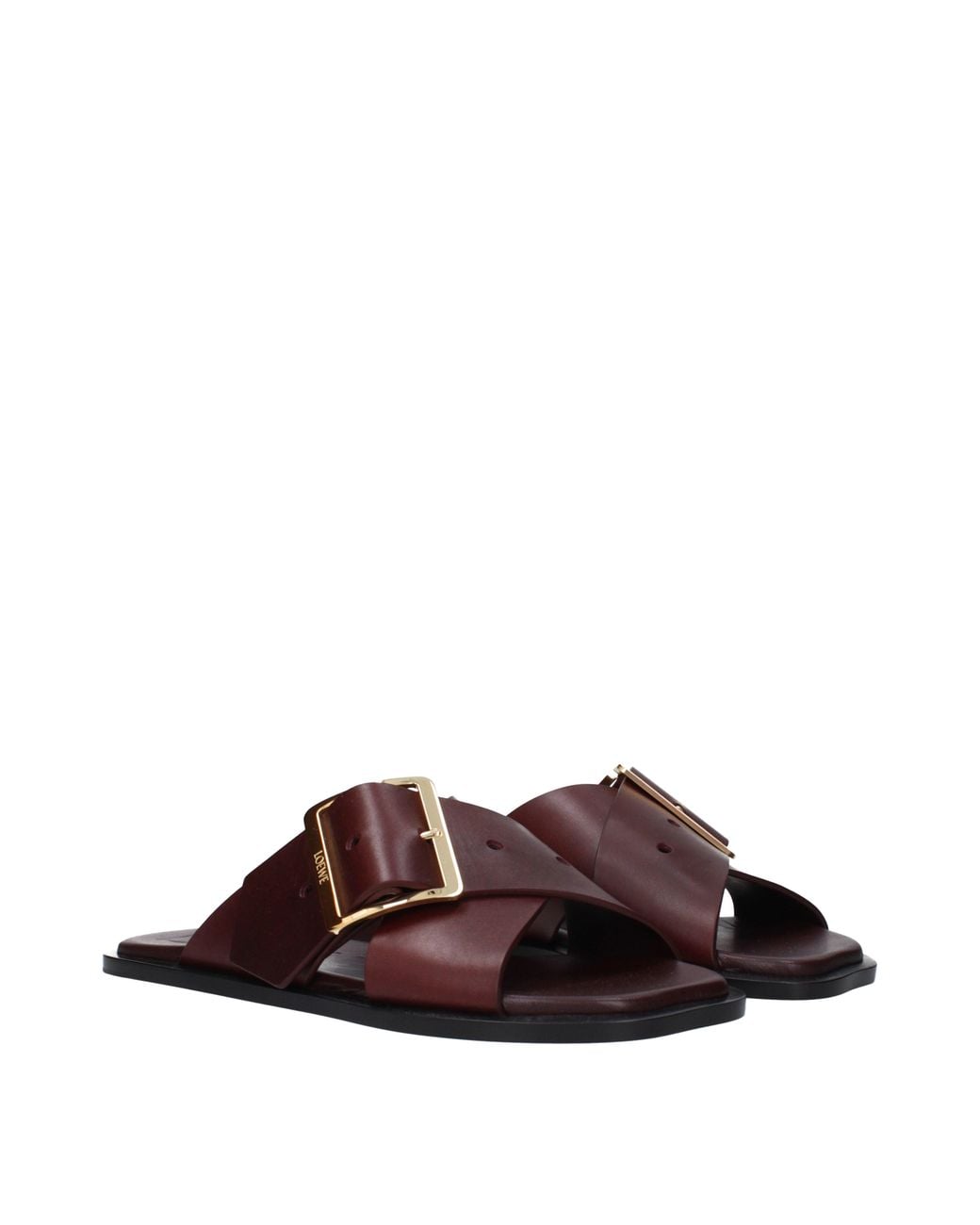Loewe Brown Slippers And Clogs Leather/Burgundy