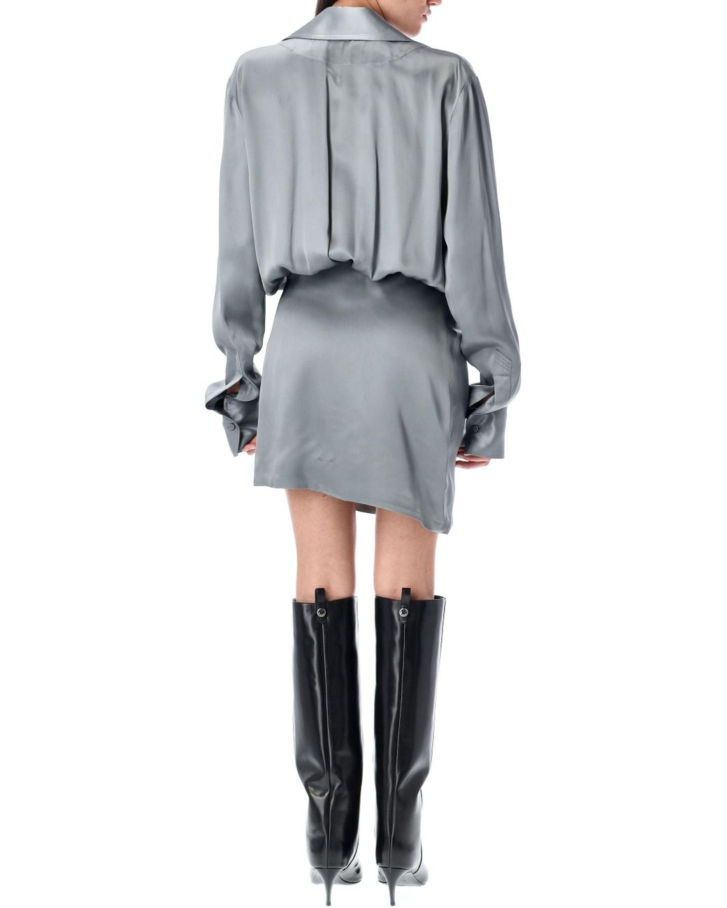 The Attico Gray Satin Mini Dress
