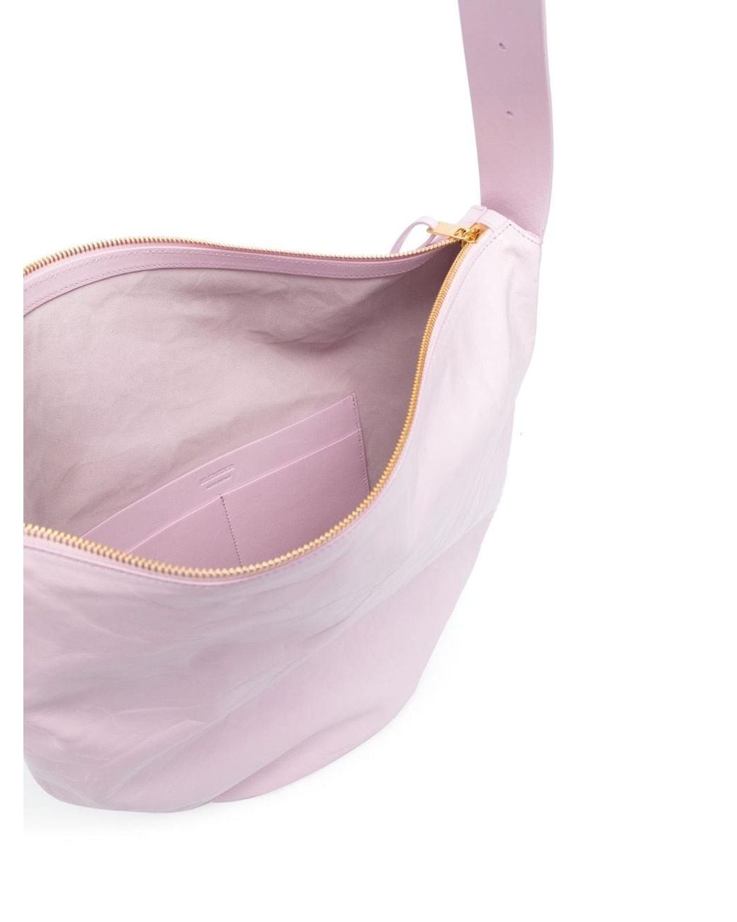 Jil Sander Pink Crinkled Leather Shoulder Bag