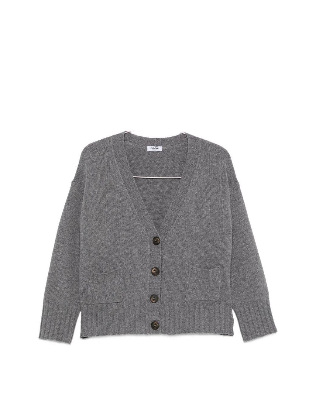 Base London Gray Wool V Necked Cardigan