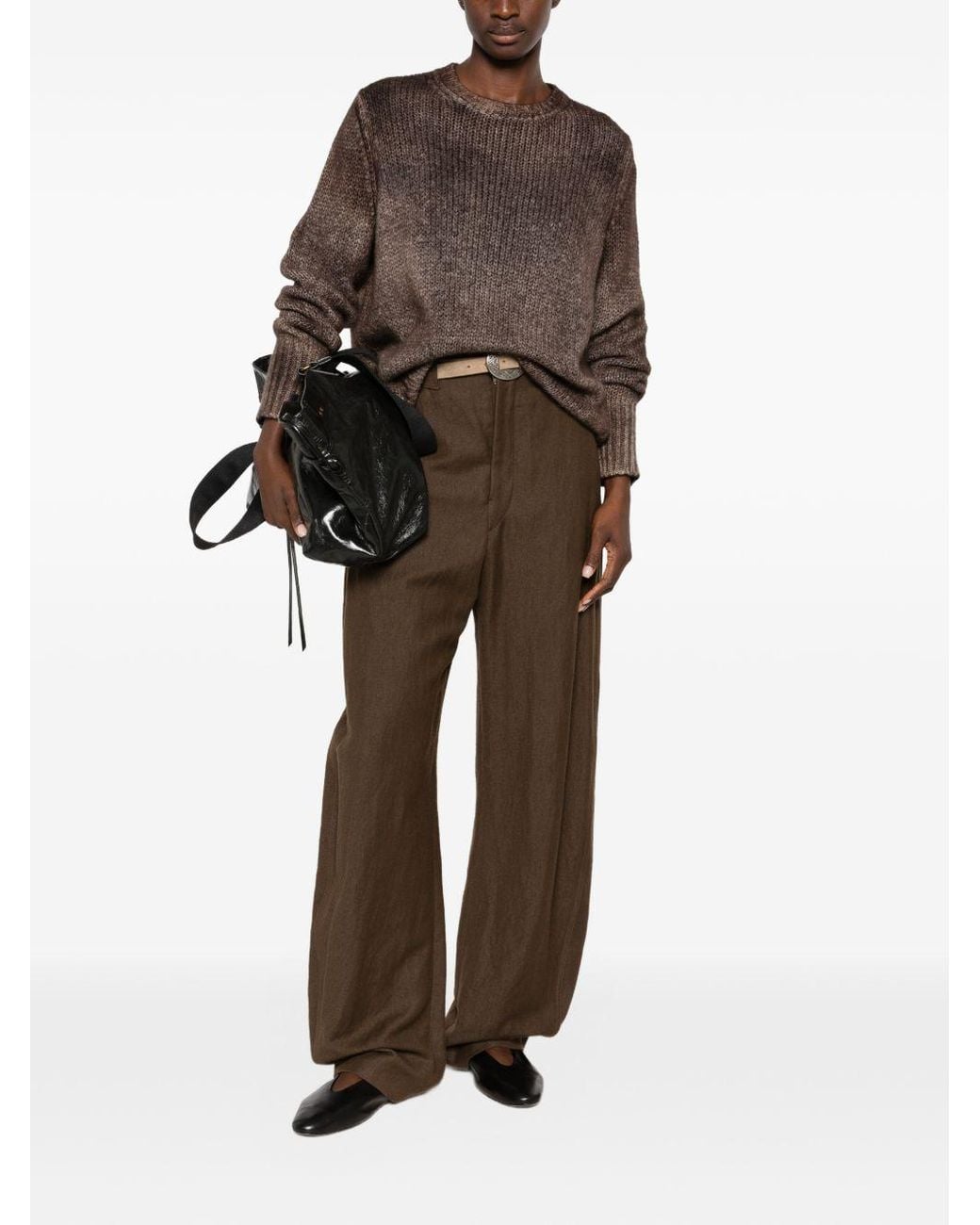 Avant Toi Brown Cashmere Crewneck Sweater