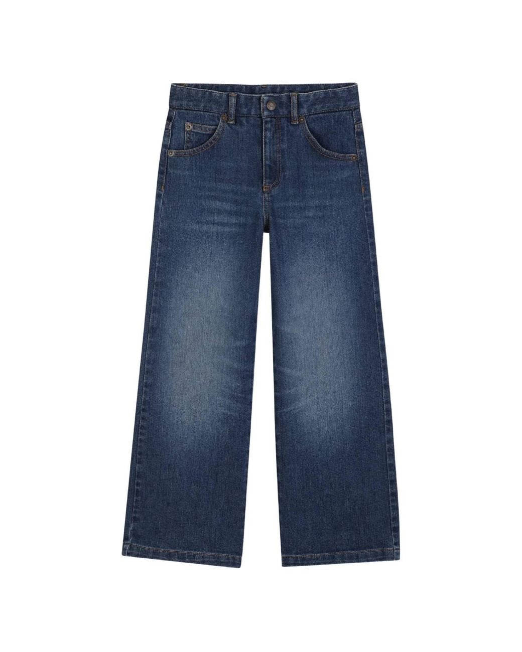Chloé Blue Girls 5-Pocket Logo-Back Jeans