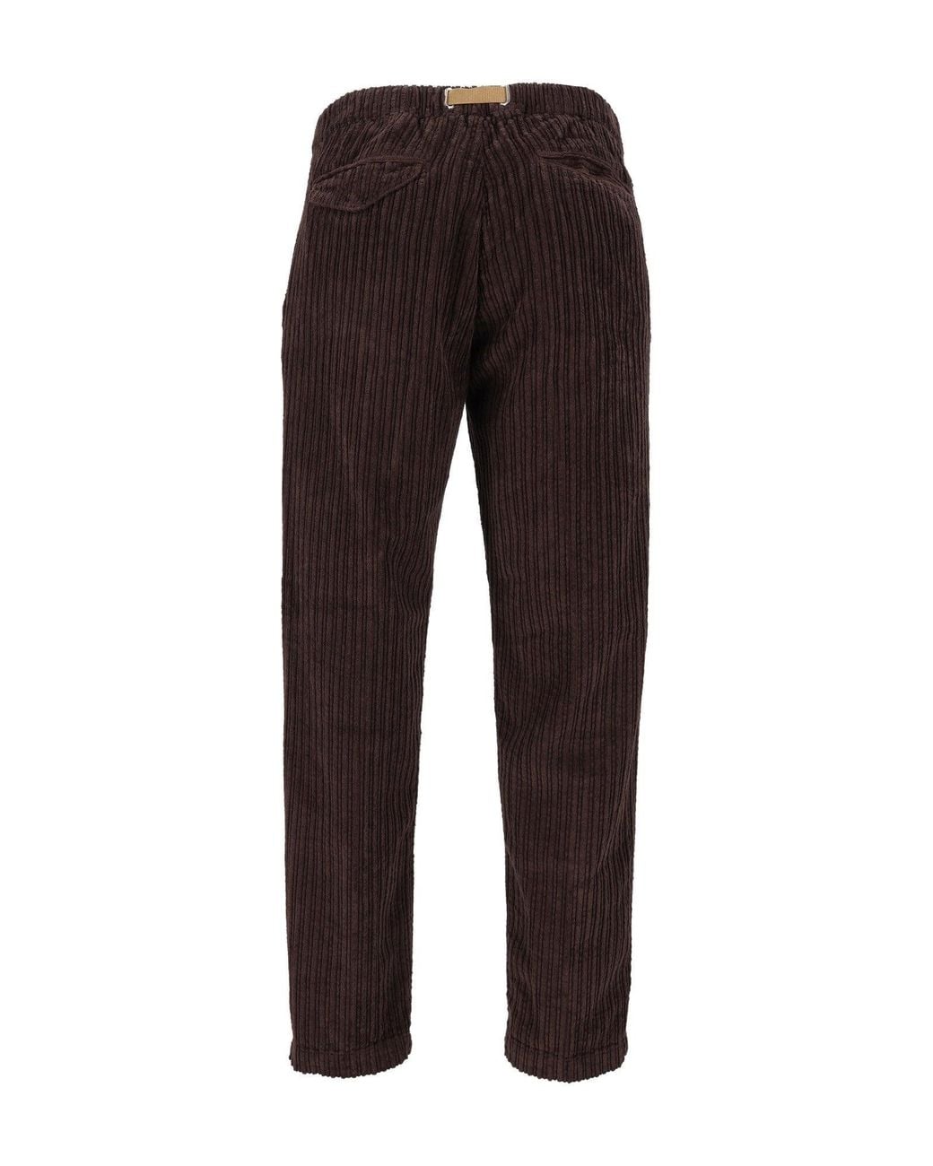 White Sand Black Wide-Stripe Corduroy Strap Straight-Leg Pants for men