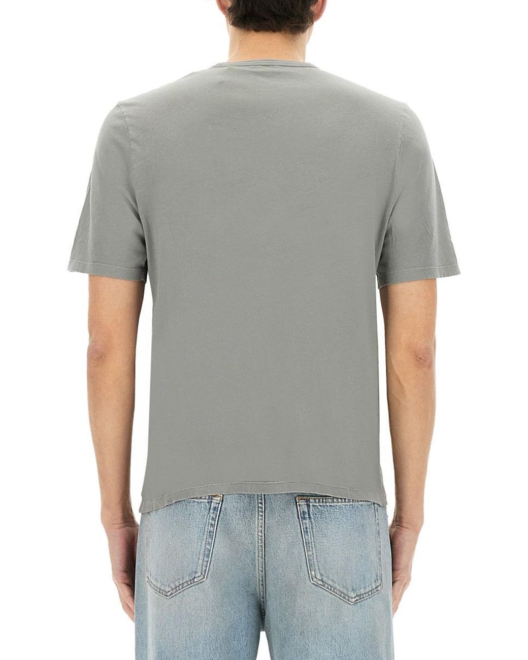 Saint Laurent Gray T Shirt Con Logo